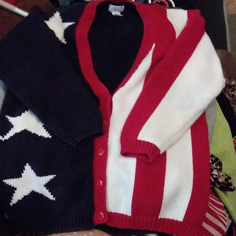 L Casual Corner red,white and blue Sweater